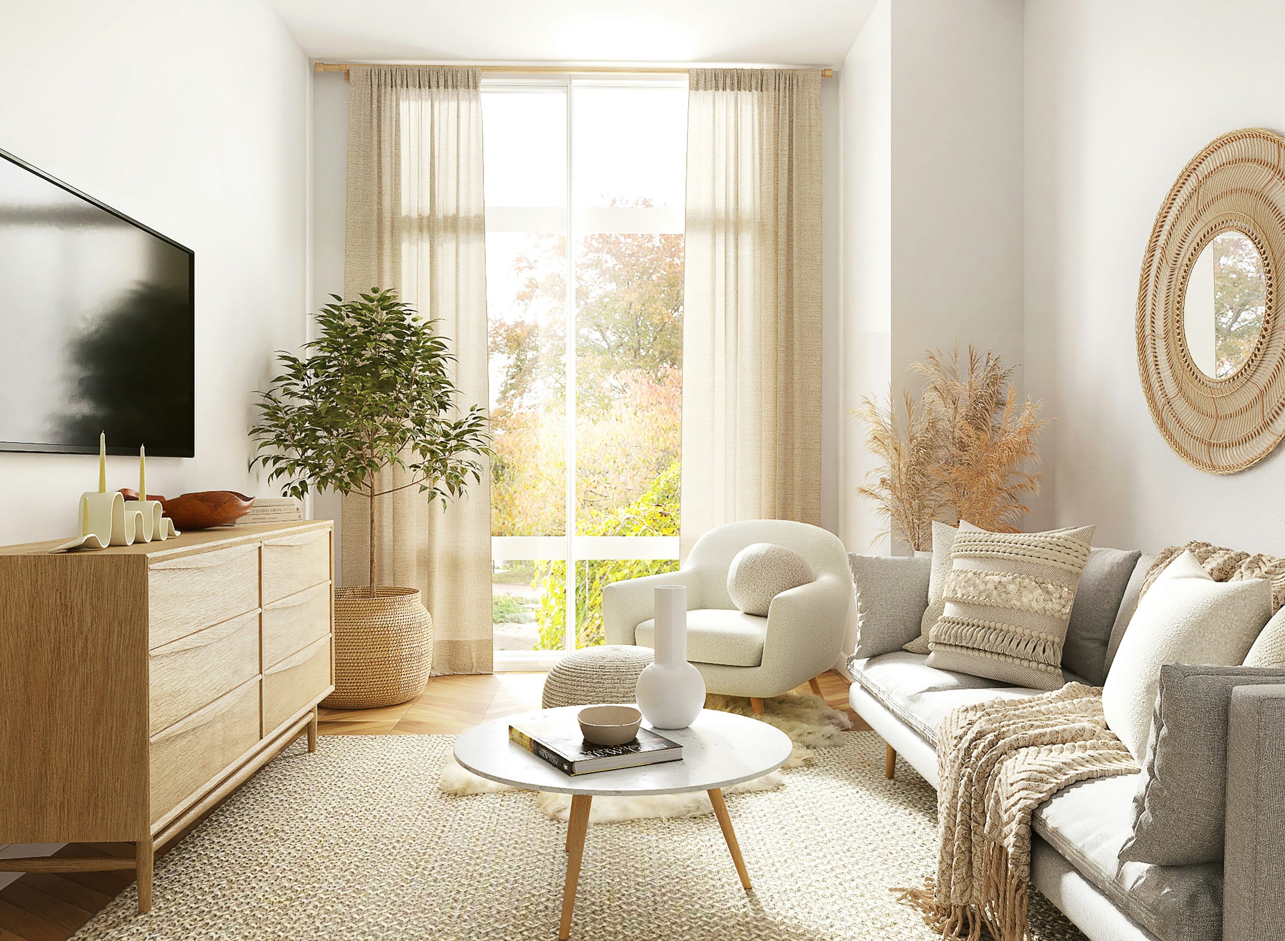 Cozy, decluttered living room